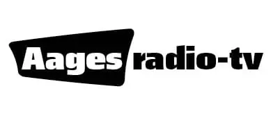 Logo for Aages radio-tv i sort og hvid