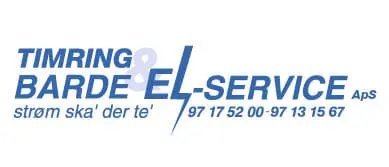 Logo for Timring og Barde El-Service ApS med slogan og telefonnumre