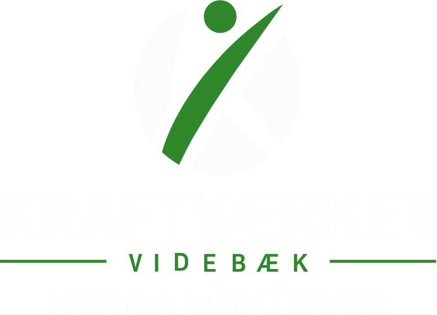 Logo for Kraftværket Videbæk med grønt ikon og hvid tekst